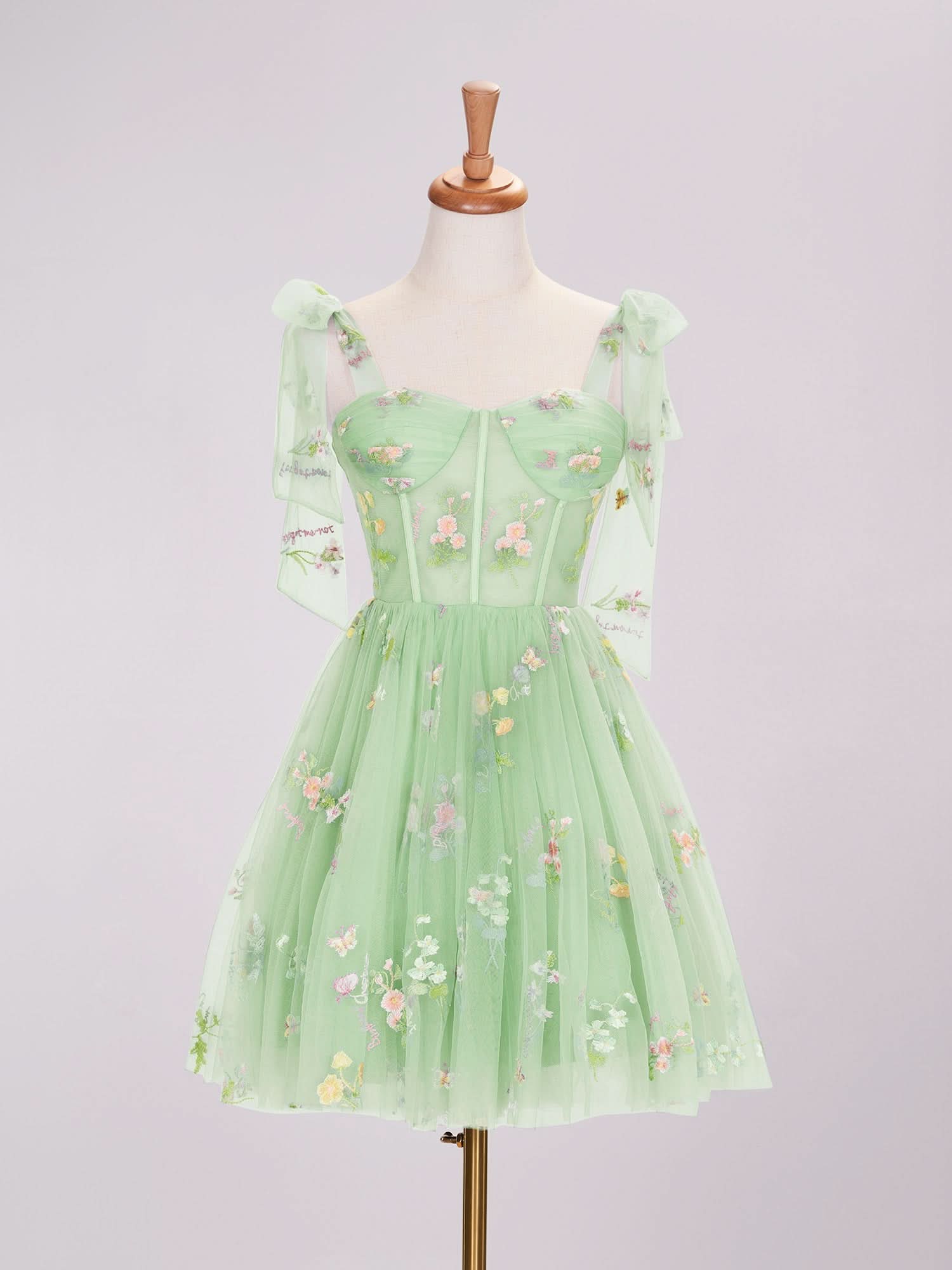 Trendy A Line Spaghetti Straps Short Homecoming Dress with Embroidery BM bride