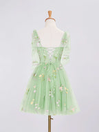 Trendy A Line Spaghetti Straps Short Homecoming Dress with Embroidery BM bride