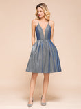 Halter Deep V-Neck Spaghetti Straps Sleeveless Dress BMbride