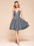 Halter Deep V-Neck Spaghetti Straps Sleeveless Dress BMbride