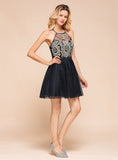 Halter Sleeveless Tulle Short Mini Dress BMbride