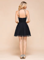 Halter Sleeveless Tulle Short Mini Dress BMbride