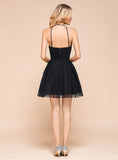 Halter Sleeveless Tulle Short Mini Dress BMbride