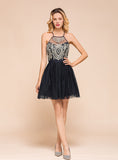 Halter Sleeveless Tulle Short Mini Dress BMbride