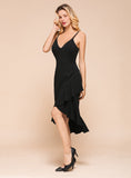 Hi-Lo Deep V-Neck Spaghetti Straps Sleeveless Dress BMbride