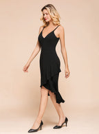 Hi-Lo Deep V-Neck Spaghetti Straps Sleeveless Dress BMbride