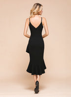 Hi-Lo Deep V-Neck Spaghetti Straps Sleeveless Dress BMbride