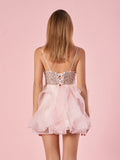 Charming A-Line V Neck Tulle Homecoming Dress BM bride