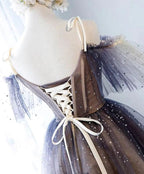 Whimsical Sweetheart V-neck Mini Length Starlit Cloud Tulle Homecoming Dress BM bride