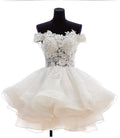 Stylish A-Line Lace Organza Appliqued Off-the-Shoulder Prom Dress BM bride