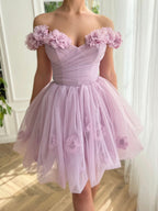Lovely Lilac Corset Strapless Short Tulle Homecoming Dress BM bride