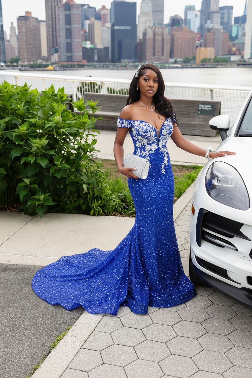 Royal Blue - Beaded Mermaid Gown