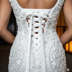 White Enchantment Prom Dress - Lace-Up Back Detail