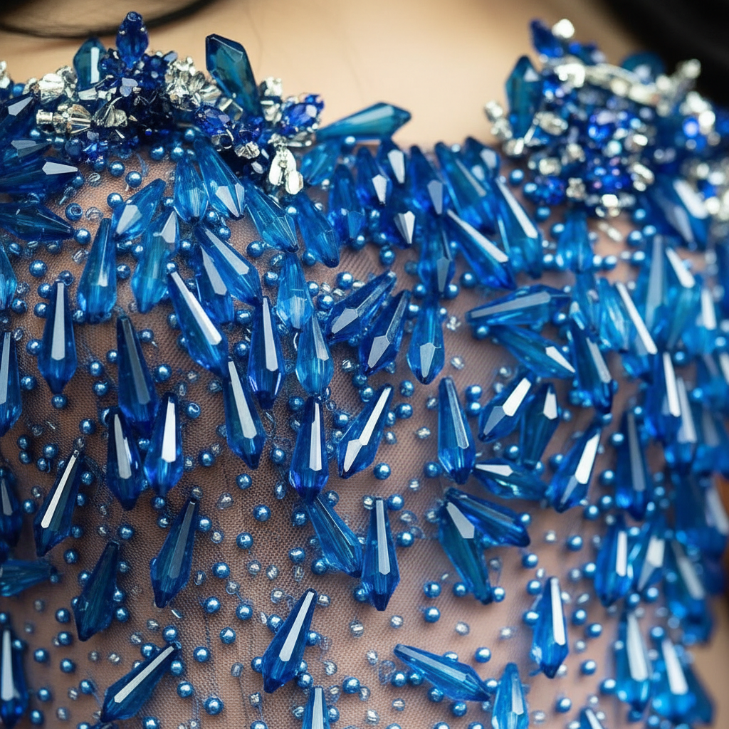 Sapphire Dreams Prom Dress - Beadwork Detail