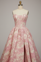 Pink floral embroidered ball gown - embroidery detail