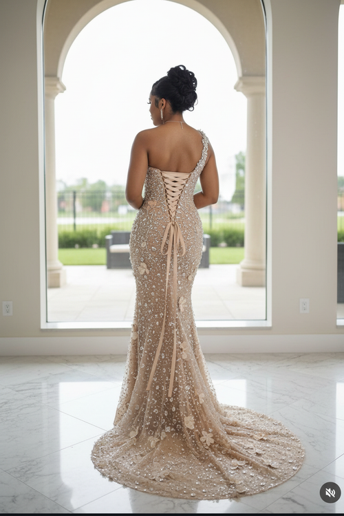 Champagne Radiance Prom Dress - Back View