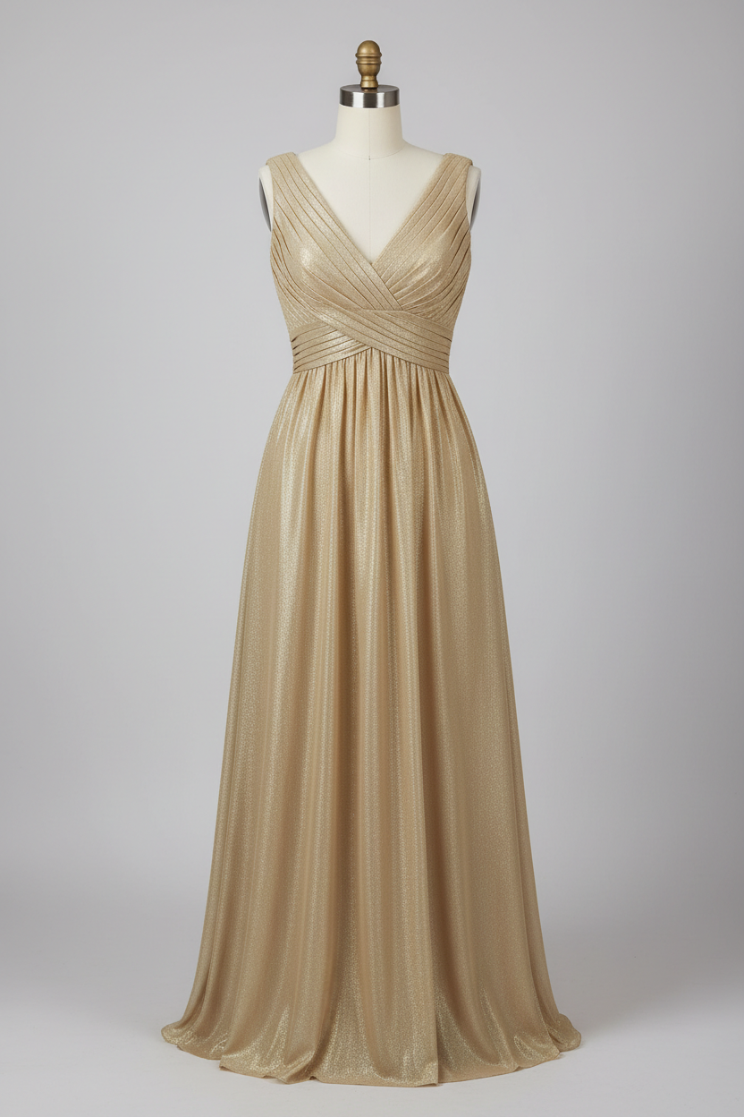 Dusty Rose Chiffon Pleated V-Neck A-Line Bridesmaid Dress - 20 Colors Available BMBRIDE
