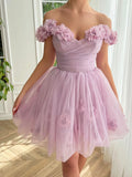 Lovely Lilac Corset Strapless Short Tulle Homecoming Dress BM bride