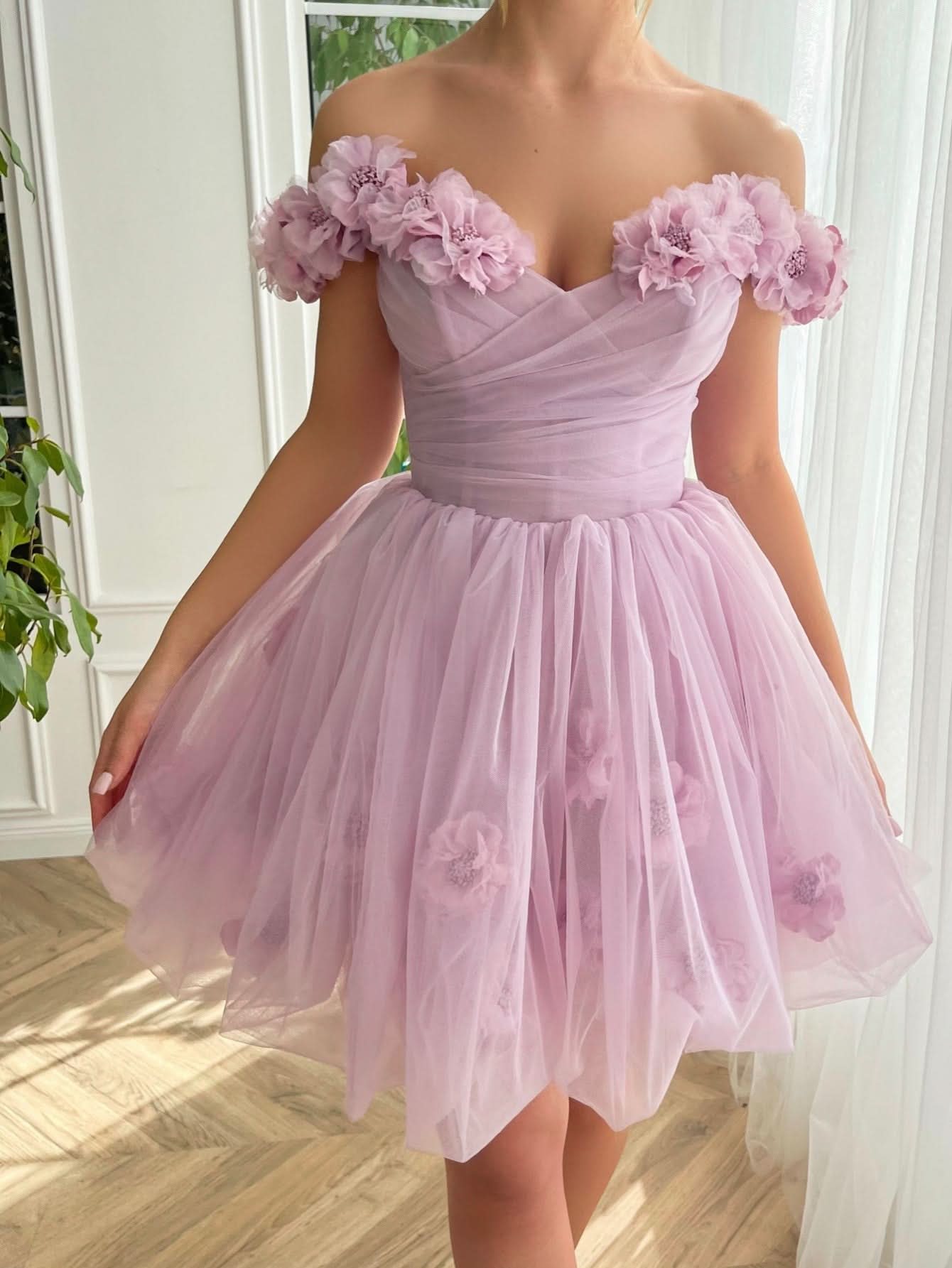 Lovely Lilac Corset Strapless Short Tulle Homecoming Dress BM bride