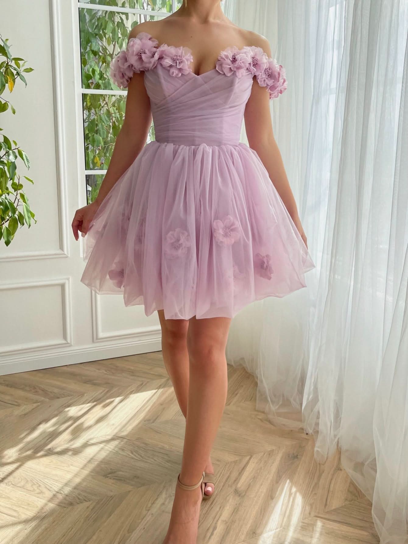 Lovely Lilac Corset Strapless Short Tulle Homecoming Dress BM bride
