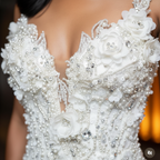 White Enchantment Prom Dress - Floral Detail Close-Up