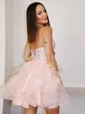 Charming A-Line V Neck Tulle Homecoming Dress BM bride