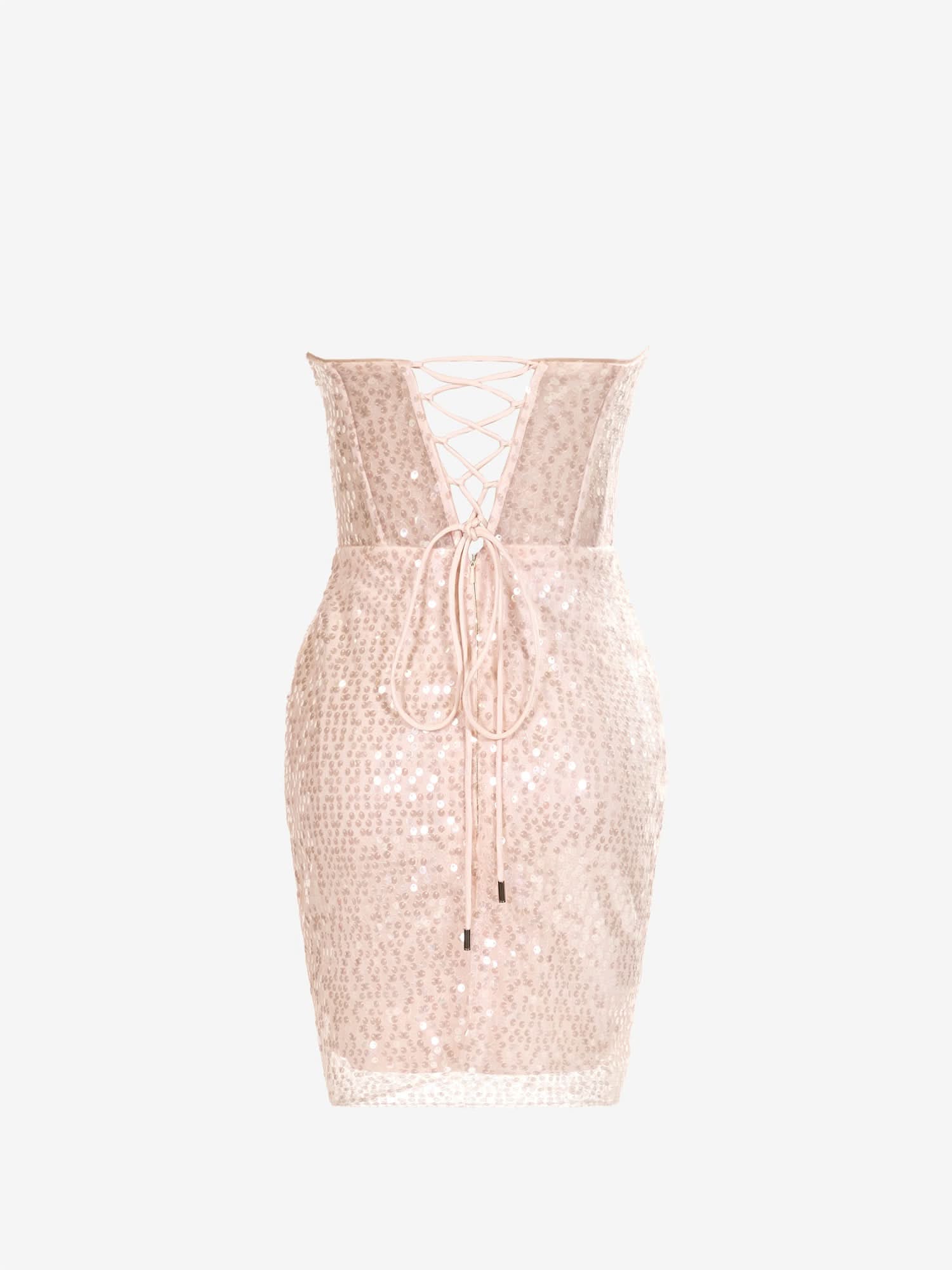 Captivating Champagne Sweetheart Sheath Sequined Dress BM bride