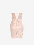 Captivating Champagne Sweetheart Sheath Sequined Dress BM bride