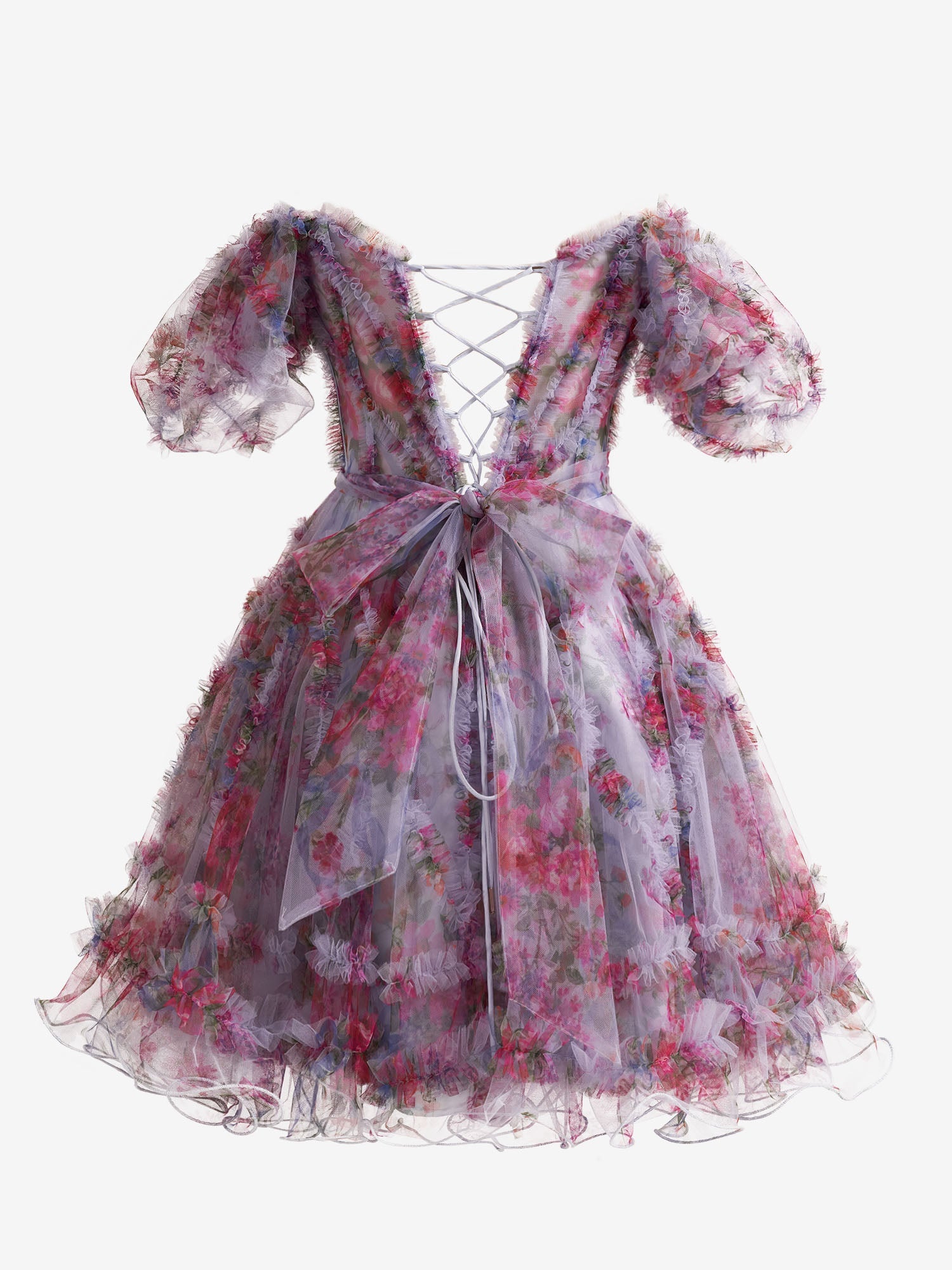 Graceful Light Purple A Line Off the Shoulder Floral Printed Homecoming Dress BM bride