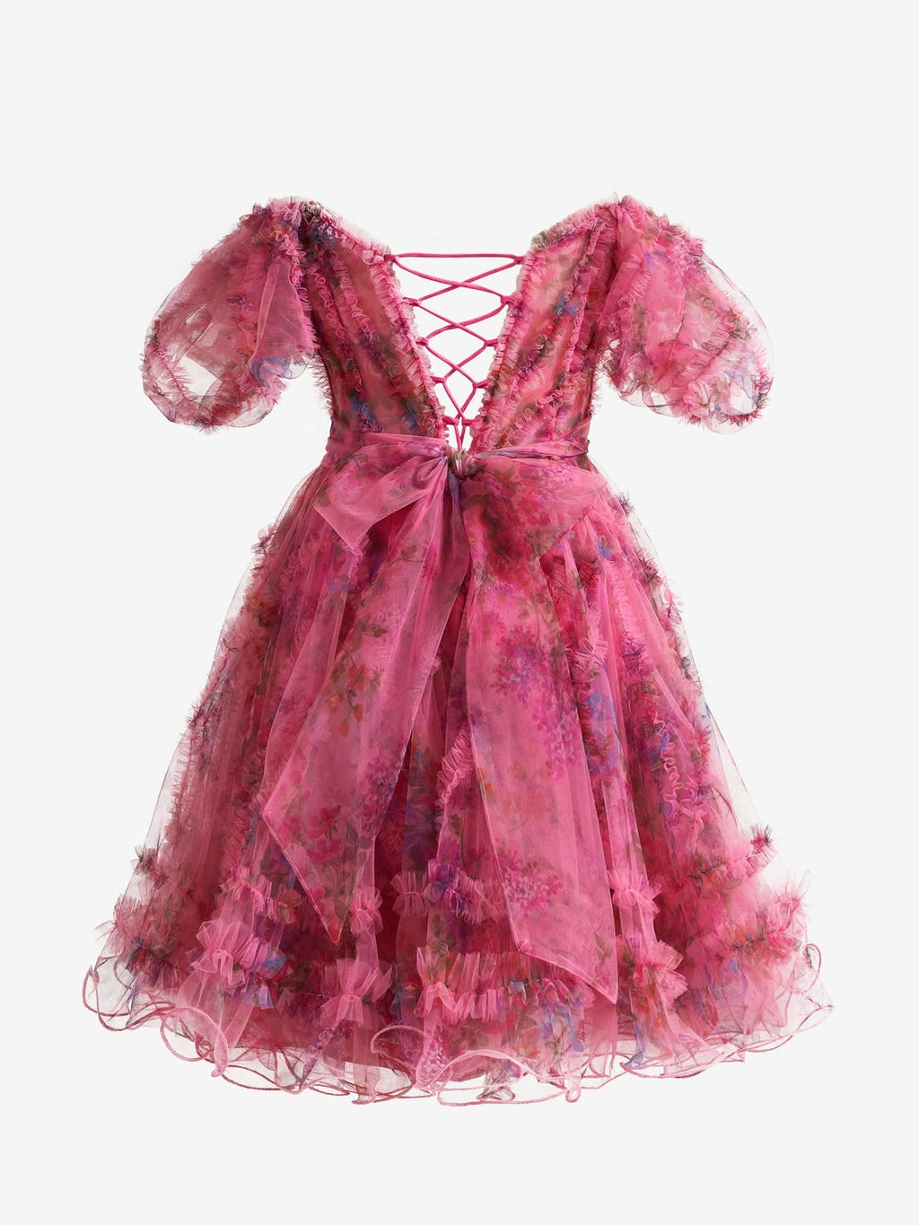 Delightful Pink A-Line Off-the-Shoulder Floral Printed Homecoming Dress BM bride