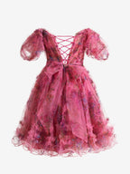 Delightful Pink A-Line Off-the-Shoulder Floral Printed Homecoming Dress BM bride