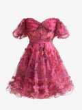 Delightful Pink A-Line Off-the-Shoulder Floral Printed Homecoming Dress BM bride