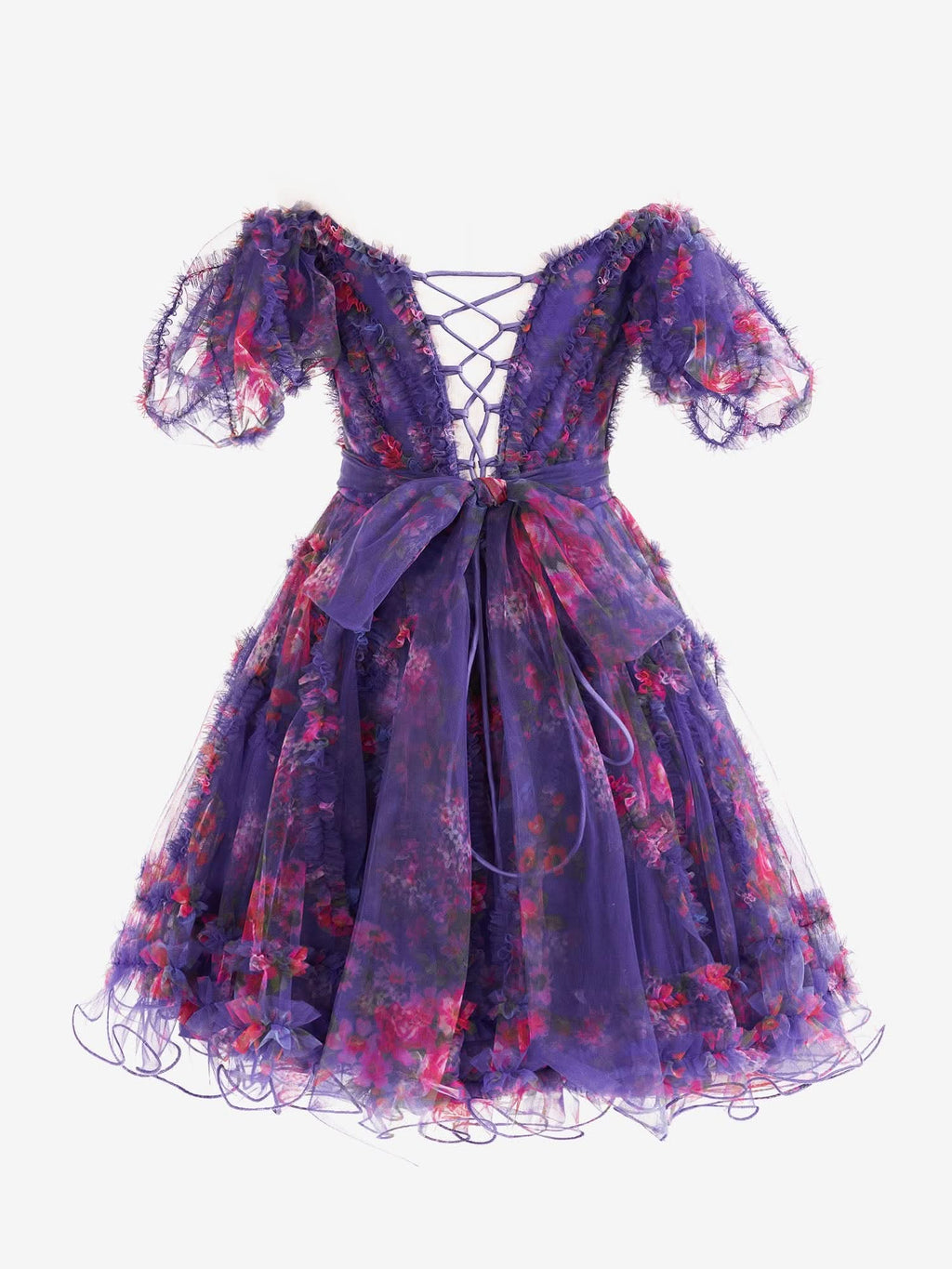 Ivana | Purple A Line Off the Shoulder Floral Printed Homecoming Dress BM bride