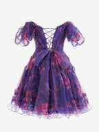 Flirty A-Line Floral Printed Off-the-Shoulder Dress for a Fun Homecoming BM bride