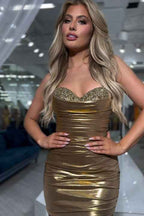Sparkly Golden Sequins Sweetheart Tight Short Homecoming Dress Bmbride