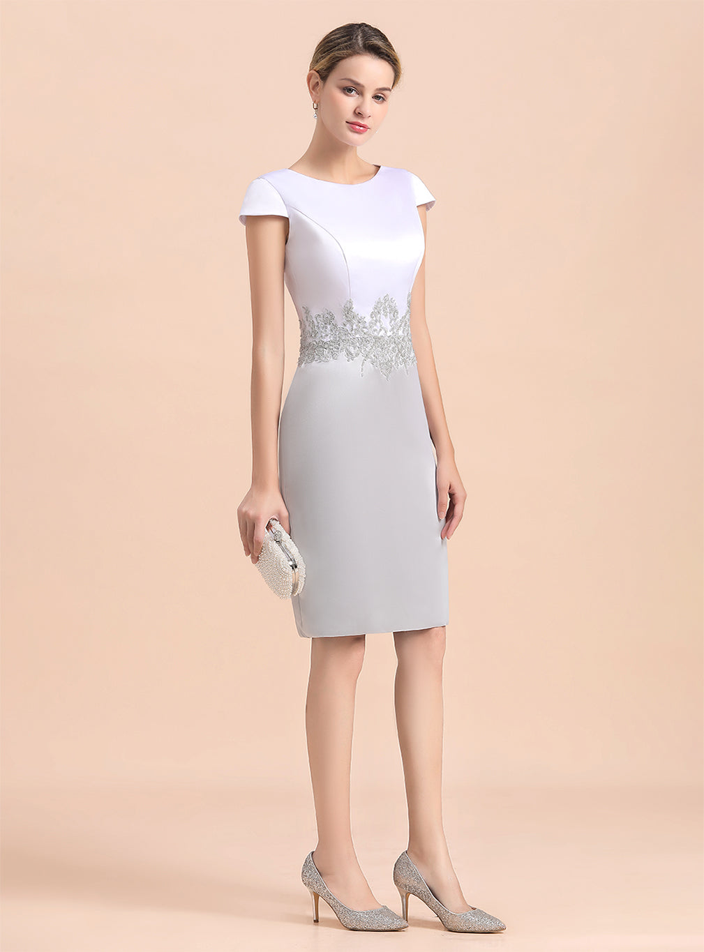 Jewel Capped Knee-Length Dress BMbride