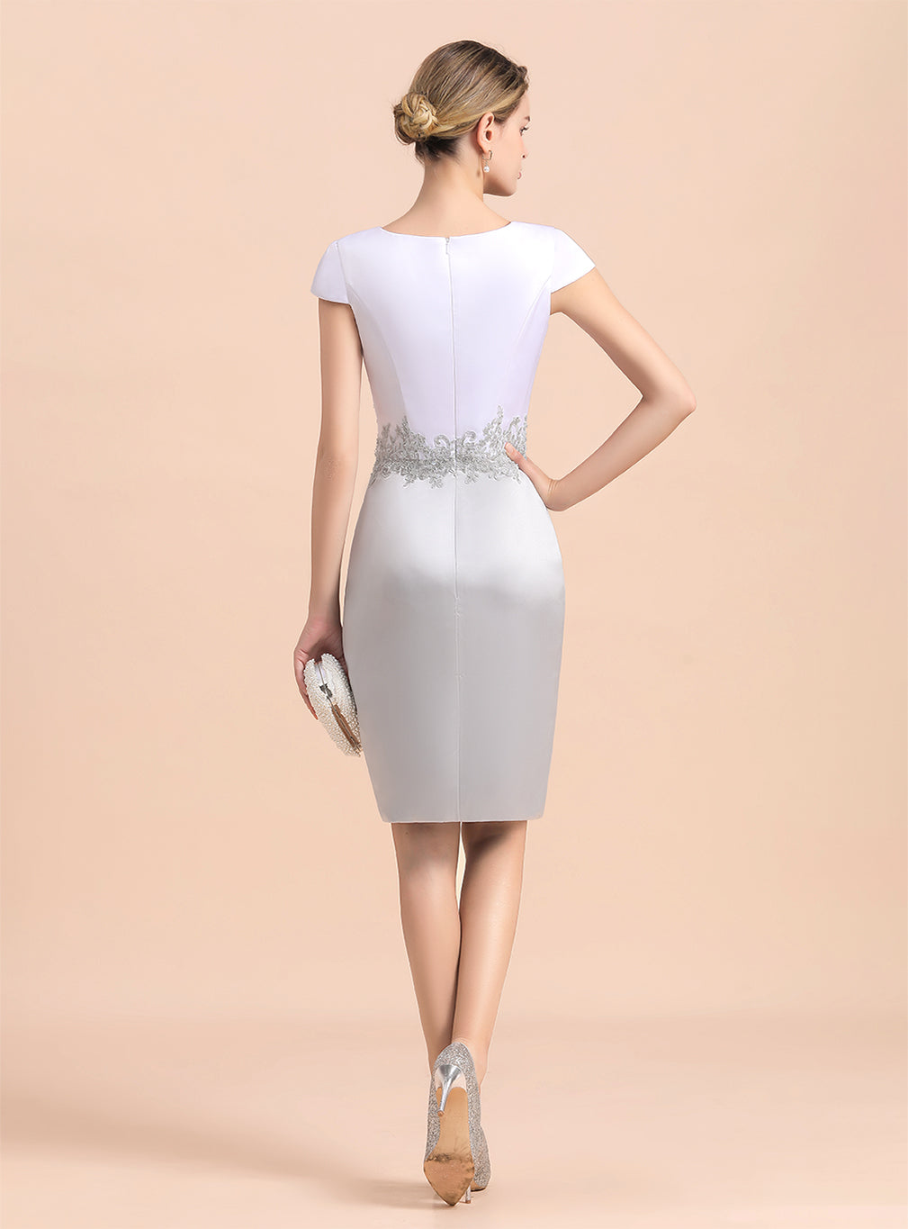 Jewel Capped Knee-Length Dress BMbride