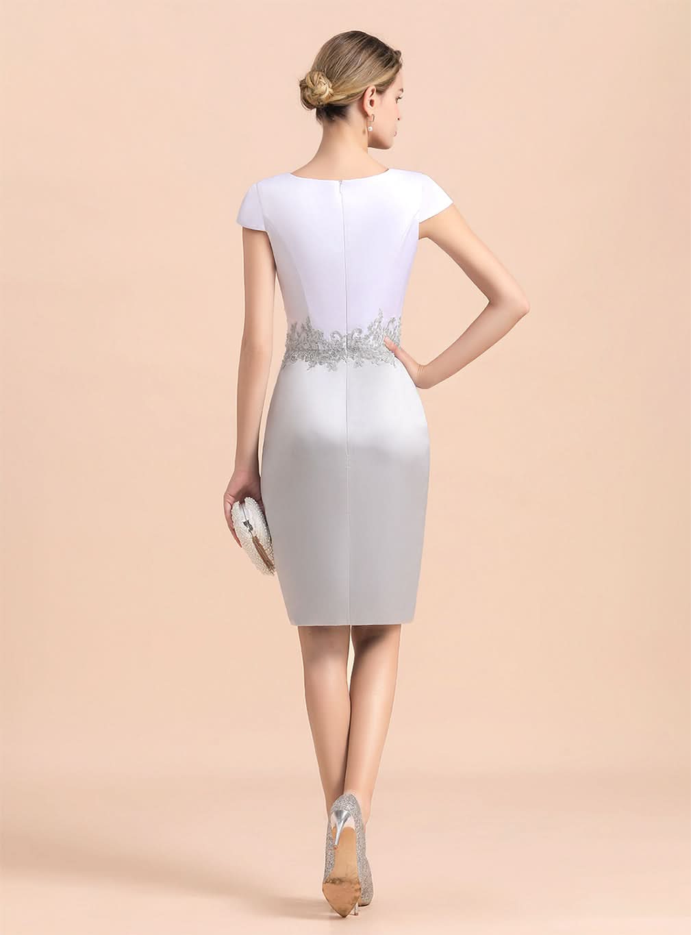 Jewel Capped Knee-Length Dress BMbride