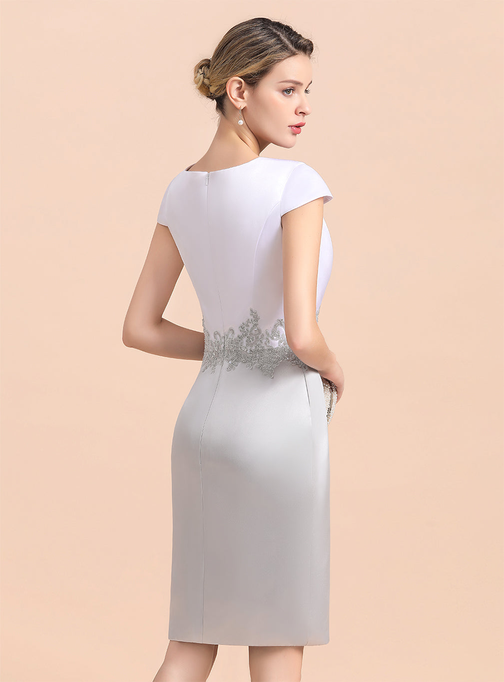 Jewel Capped Knee-Length Dress BMbride