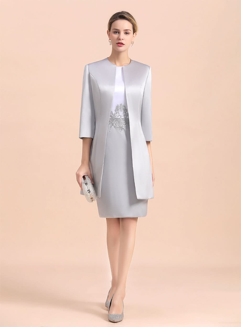 Jewel Capped Knee-Length Dress BMbride