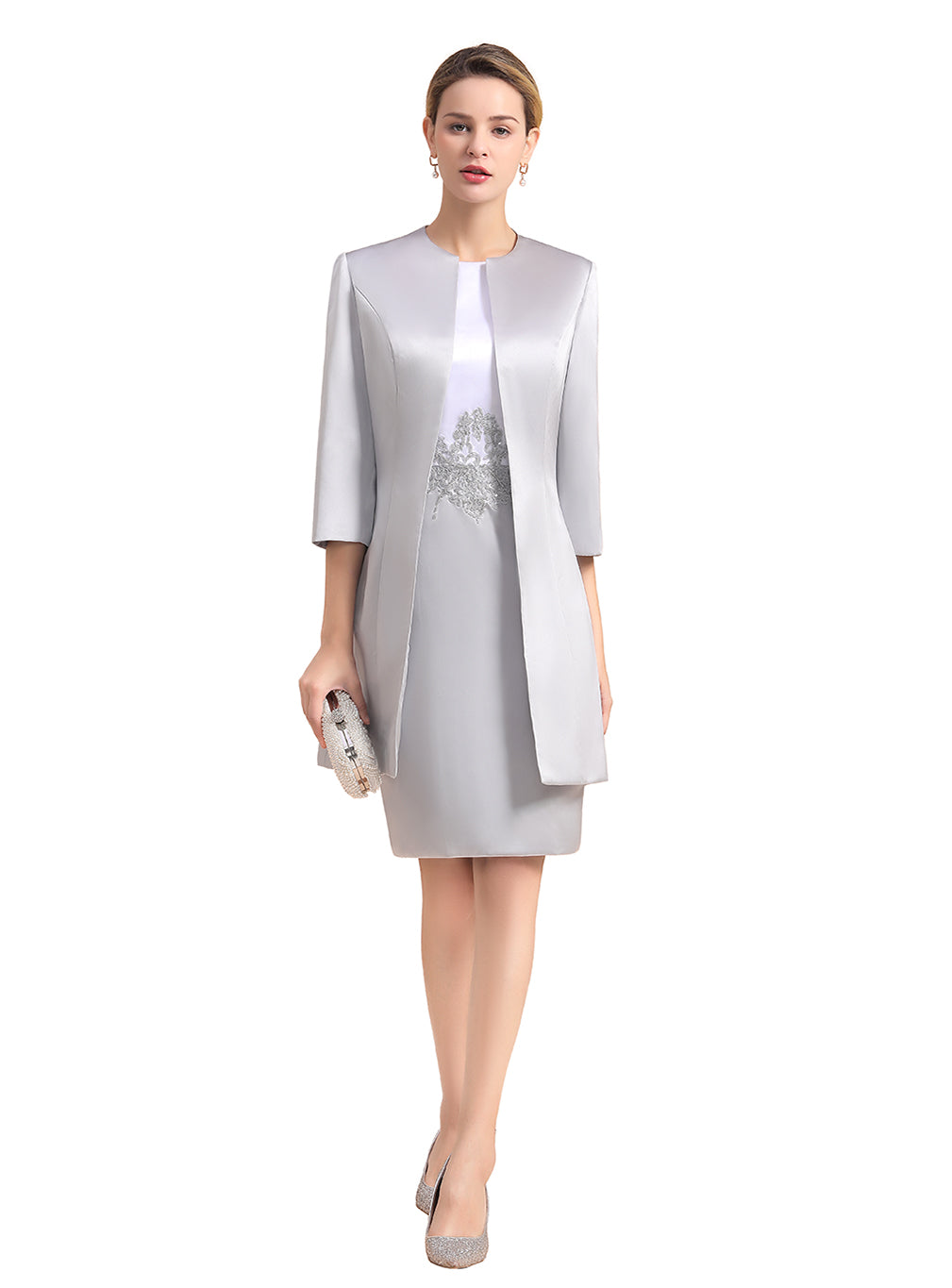 Jewel Capped Knee-Length Dress BMbride