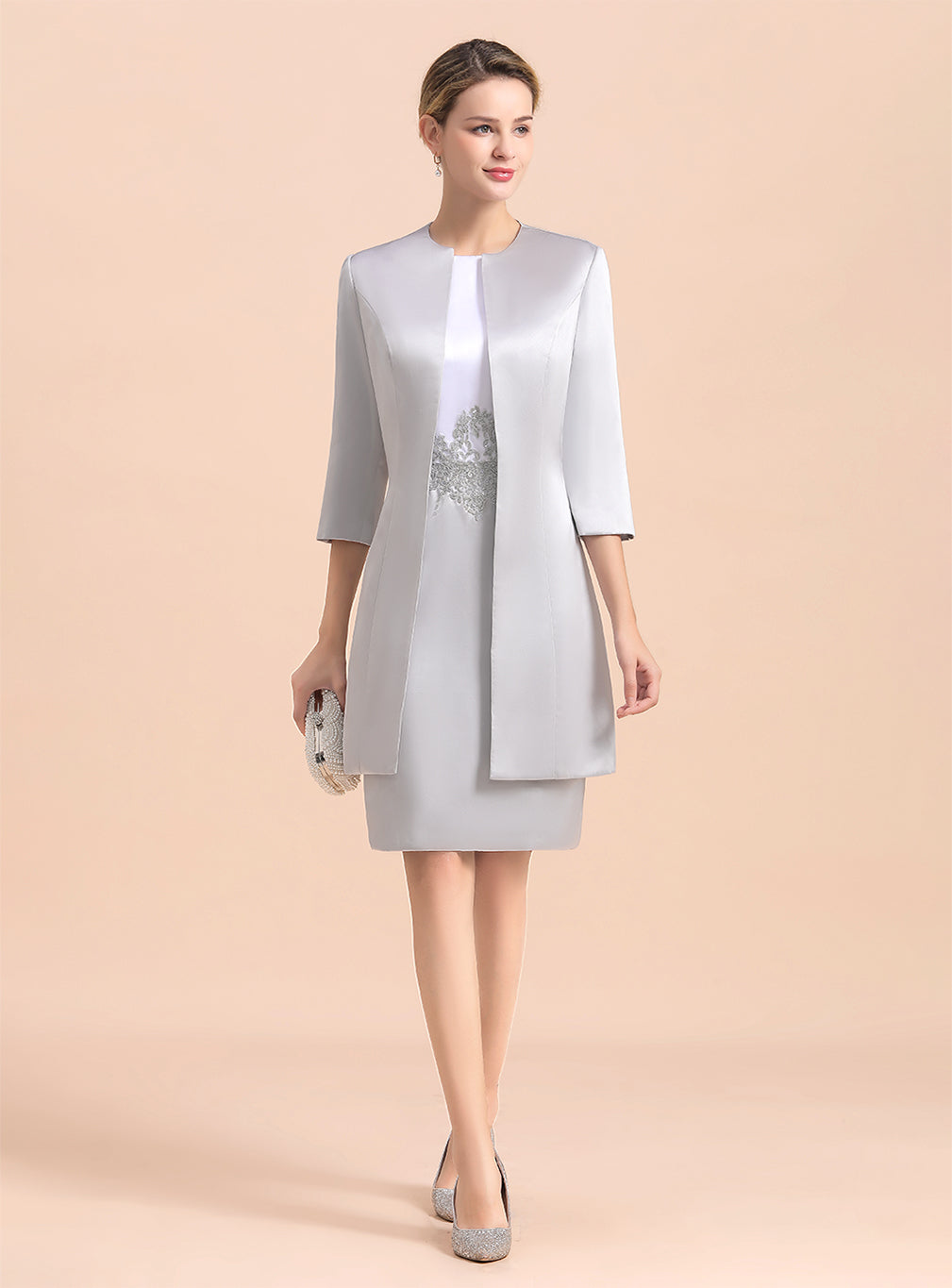 Jewel Capped Knee-Length Dress BMbride