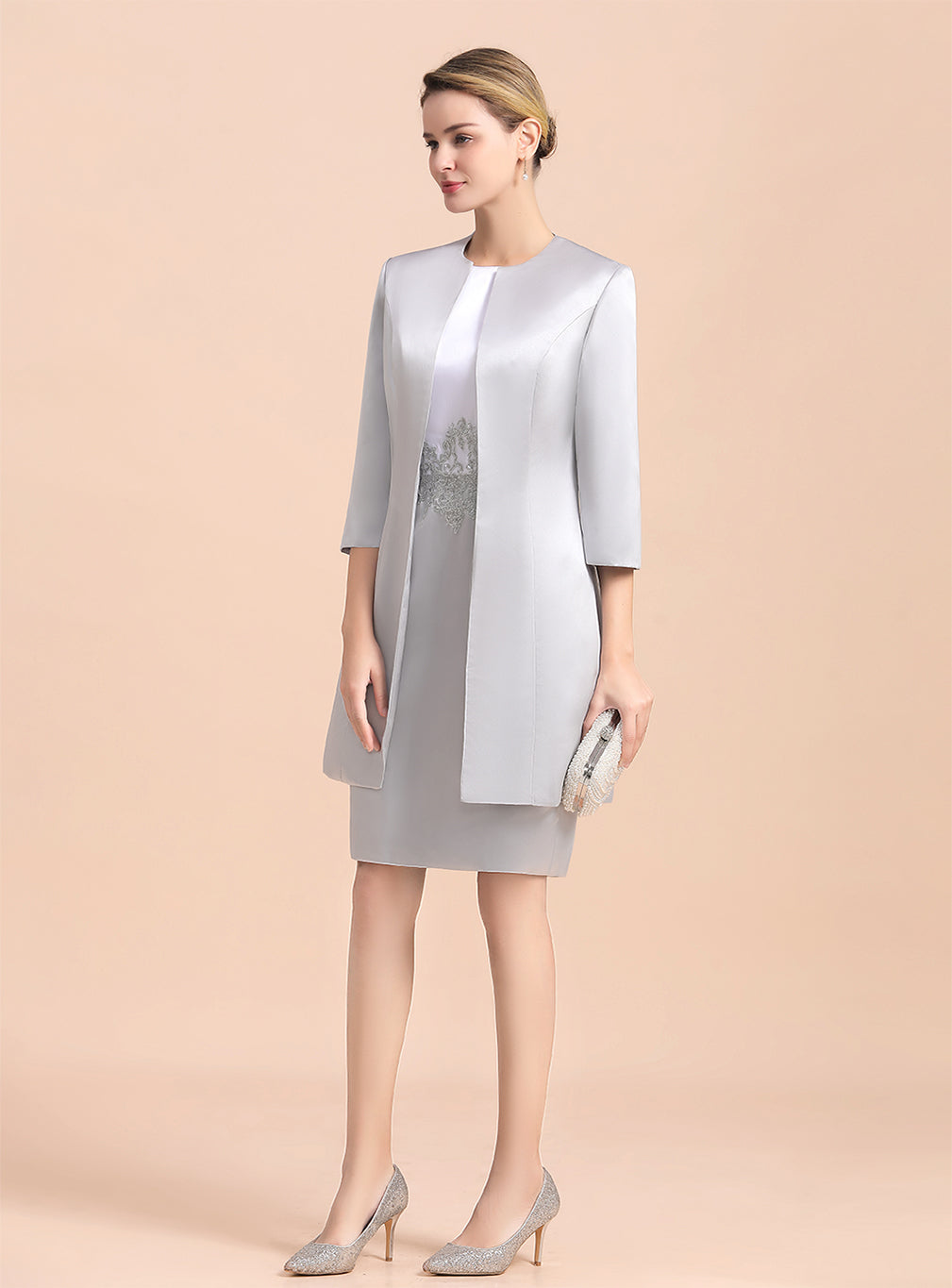 Jewel Capped Knee-Length Dress BMbride