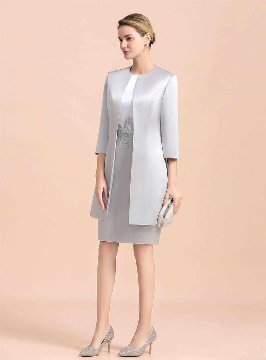 Jewel Capped Knee-Length Dress BMbride