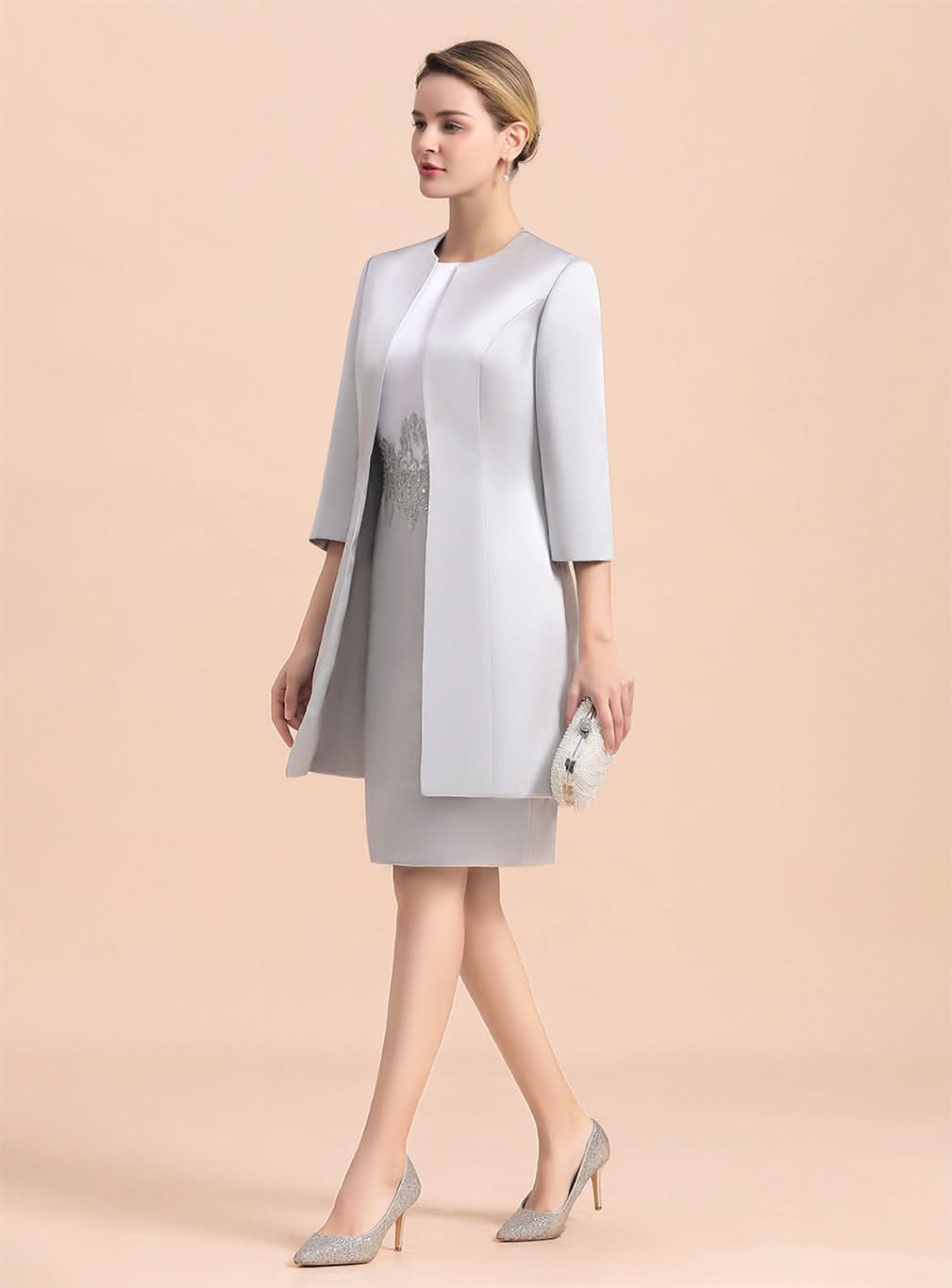 Jewel Capped Knee-Length Dress BMbride