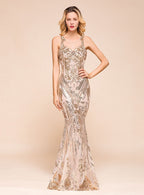 Jewel Sleeveless Sequins Mermaid Floor-Length Dress BMbride