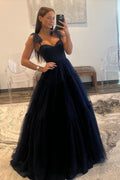 Sweet A-Line Sweetheart Dot Tulle Prom Dress BM bride