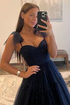 Sweet A-Line Sweetheart Dot Tulle Prom Dress BM bride