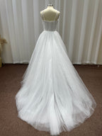 Heavy Mermaid Wedding Dress V-neck Spaghetti Strap Long With Beadings