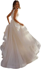 Lace Appliqued Wedding Dresses for Bride 2025 Beach Wedding Bridal Gowns for Women SE002 - Bmbride